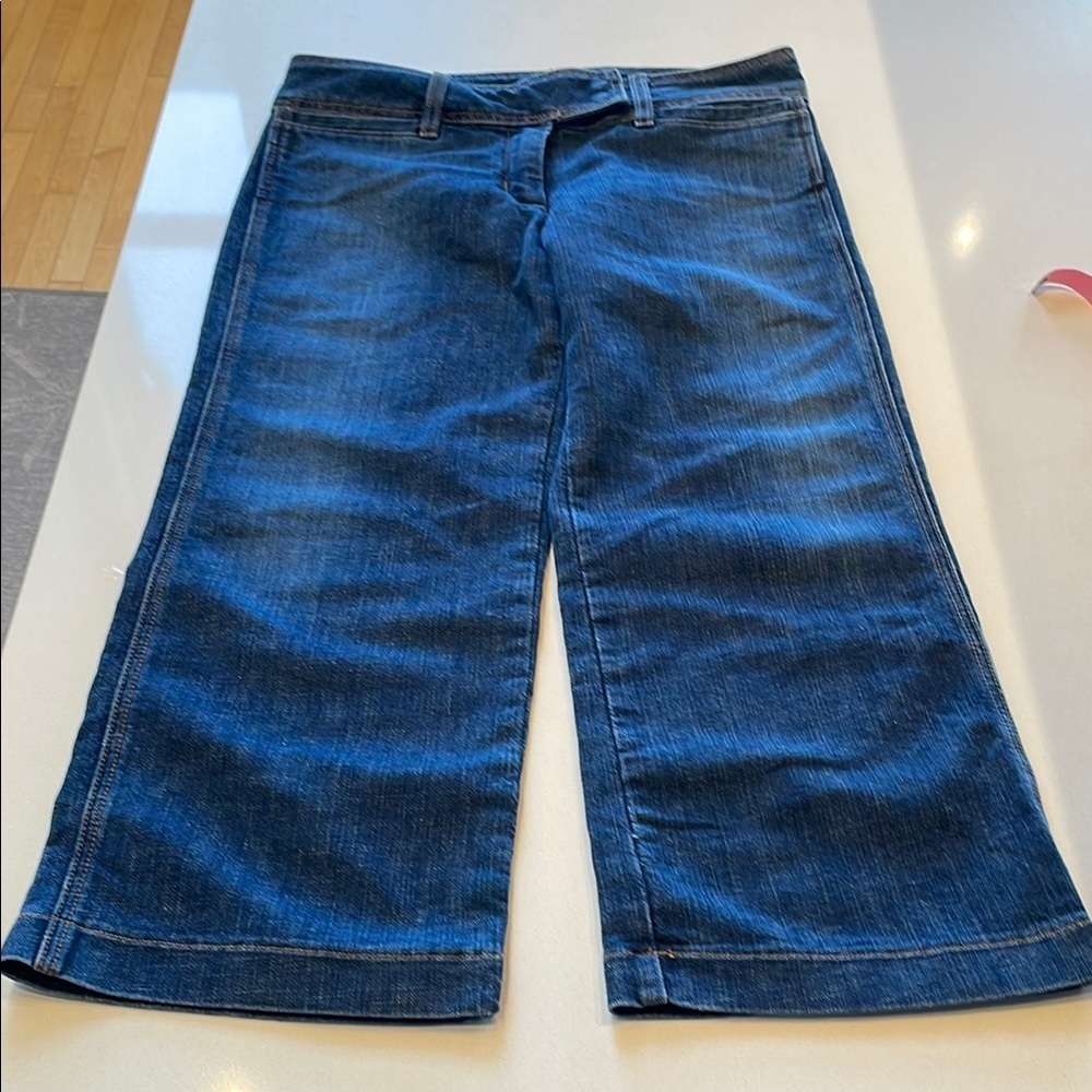 J. Crew Low Rise Cropped Wide Leg Culottes Women's Blue Jeans, Size 6